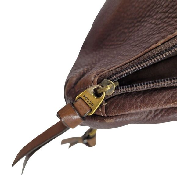 Vtg Fossil Morgan Brown Pebble Leather Crossbody Bag Multiple Pockets Adjustable - Picture 5 of 16